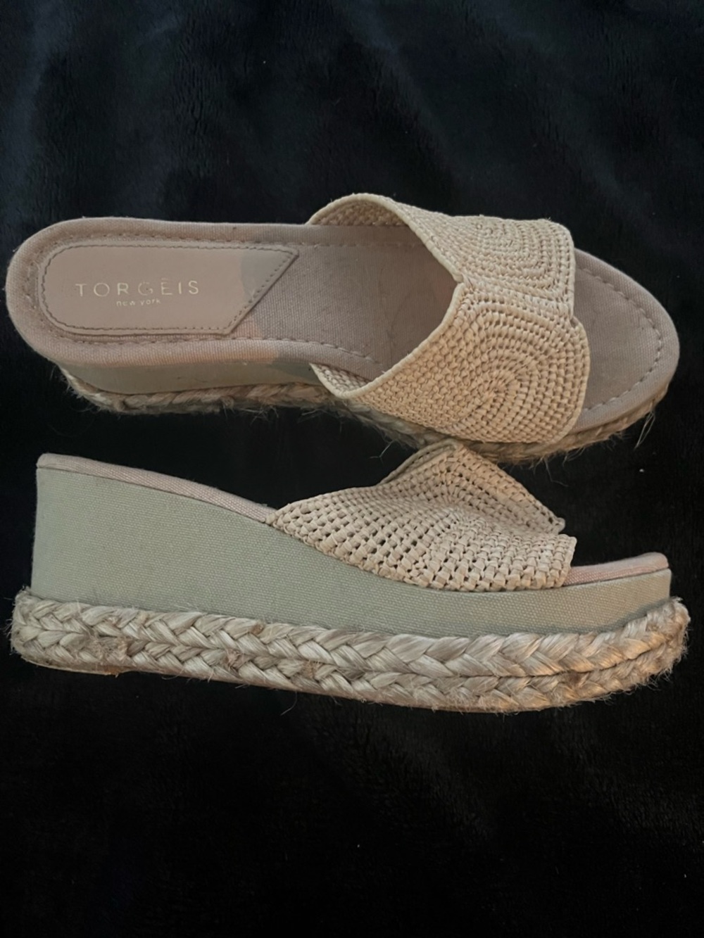 Torgeis Style Woven Espadrille Platform Slide - Neutral Beige